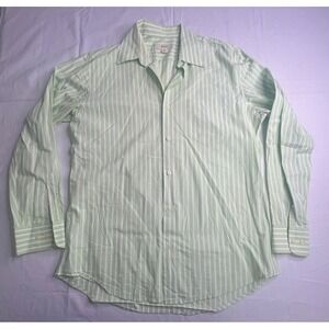 Merona Men's Dress Shirt Green Striped Long Sleeve Button Down Casual Work M‎